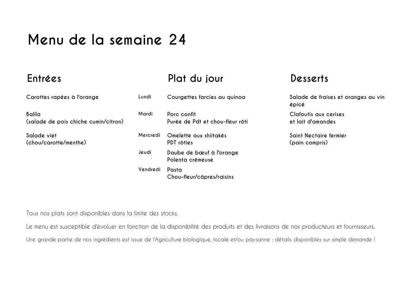 menu semaine 24